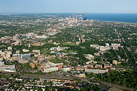 Over the University Circle area looking west